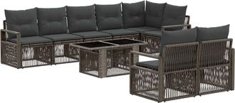 vidaXL Conjunto De Sof&aacute;s De Jard&iacute;n 9 Uds. Gris Y Gris Oscuro Vidaxl