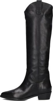 Notre-V Zwarte hoge laarzen met puntige neus - Dames - Cowboylaarzen - Zwart - 37 EU - Wol - Schoenen