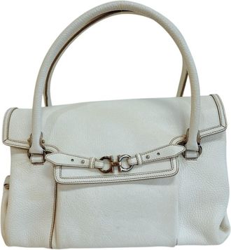 Ferragamo White Leather Handbag Tote Bag (Pre-Owned)