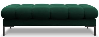 BLOOMINGLOFT Grosser Design-Pouf/ Sitzbank Mamaia Samt Smaragdgr&uuml;n