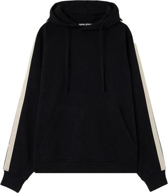 Palm Angels Hoodies, male, Black, Size: S Curved Logo Track Hoodie