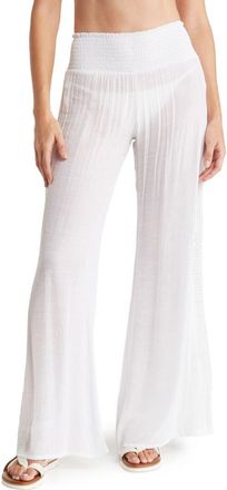 Elan Crochet Panel Cover-Up Pants in White at Nordstrom Rack, Size X-Large