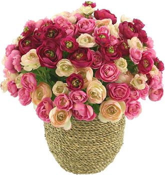 Creative Displays Inc. Pink Ranunculus Arrangement In Beige Strawgrass Pot