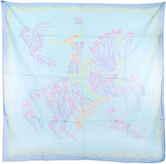 Herm&egrave;s Sciarpa Cheval Fleuri anni 2010 - Blu