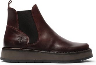 FLY London Womens Wine Chelsea Leather Ankle Boots - RAWI131