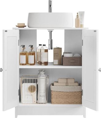 Woltu Woltu Mueble De Ba&ntilde;o Mueble Mueble De 2 Puertas En Mdf Blanco