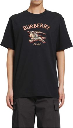 Burberry Knight Check Katoenen T-shirt - Heren - T-shirts - Zwart - L - Katoen - Tops
