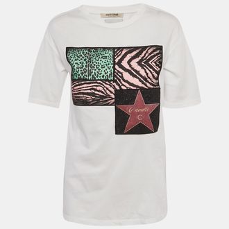Roberto Cavalli Multicolor Jersey Walk Of Fame Patched Crew Neck T-Shirt