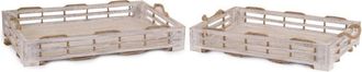Vacchetti Bandeja De Madera 1-2 Blanqueada Con Cuerda Rectangular Cm59x35,5h8