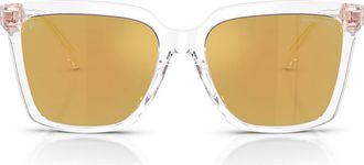 Michael Kors Menaggio 53mm Polarized Square Sunglasses in Crystal /Rose Gold Polar at Nordstrom