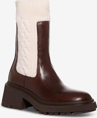 Jimmy Choo London Leder- und Strickstiefeletten mit Absatz Tamia