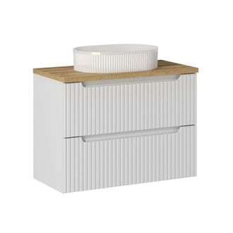 Petits Meubles Mueble lavabo 2 cajones estratificado Blanco marr&oacute;n