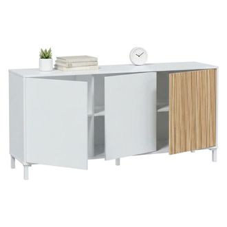 Dmora Aparador Dolivera, Buffet Para Sal&oacute;n Con 3 Puertas, Aparador Moderno Para Sal&oacute;n, 154x40h74 Cm, Blanco - Dmora