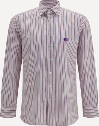 Etro Camicia Roma a righe in cotone con logo Pegaso Man 41