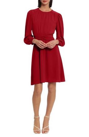 Maggy London Ruched Waist Fit & Flare Dress in Equestrian Red at Nordstrom Rack, Size 2