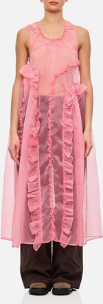 Cecilie Bahnsen Light Pink Opal Ruffle Silk Satin Dress