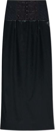 Dolce & Gabbana Satijnen Rok - Dames - Midirokken - Zwart - S - Satijn - Rokken