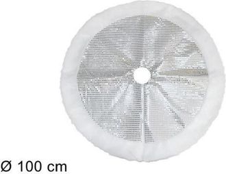 Trade Shop Trade Shop - Tappeto Sottoalbero Natale Gonna Copertura 100 Cm Silver Pois Pelliccia Bianca