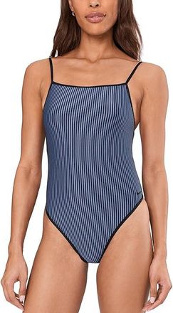 Nike Ripple Texture Squareneck One Piece Womens Swimsuits One Piece Slate : SM, Nylon/Polyester/Spandex