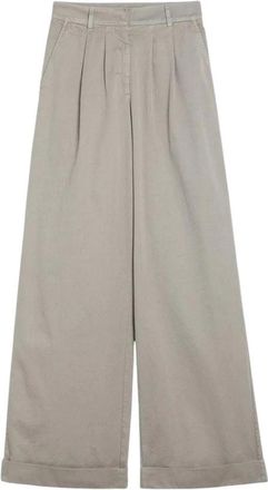 Palm Angels GB Label Wide Leg Broeken - Dames - Wijde Broeken - Beige - XS - Katoen - Broeken