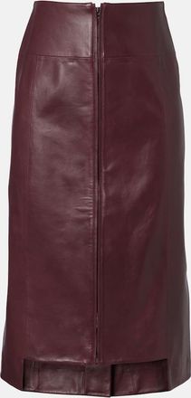 Victoria Beckham Leather midi skirt