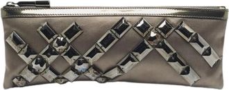 Burberry Pre-owned Clutches, female, Gray, Size: ONE SIZE Pre-owned Satin Clutch