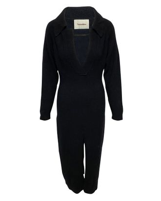 Nanushka Long Dress in Black Wool