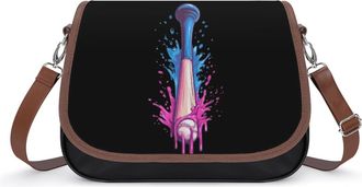 Generic Baseball Dripping Crossbody Bag Womens Handbag PU Message Bags Shoulder Purse with Adjustable Strap