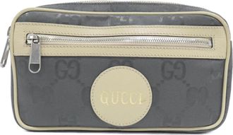 Gucci Dark Gray Off-White Nylon Leather Fanny Pack (Pre-Owned)