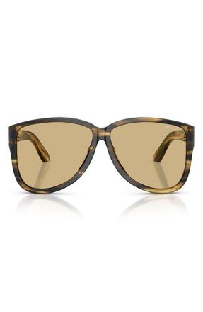 Miu Miu 61mm Oversize Pilot Sunglasses in Striped Loden /Yellow at Nordstrom