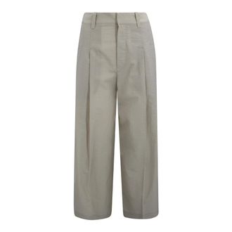 Brunello Cucinelli Brunello Cucinelli, Straight Trousers, female, Gray, Size: 2XS Pleated Trousers