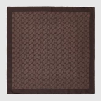 Gucci GG Silk Twill Jacquard Carr&eacute;, Brown