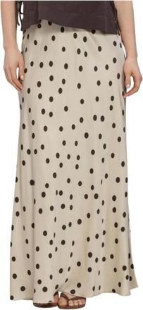 Moss Copenhagen Irida Rok AOP - Dames - Maxi Rokken - Beige - L - Rokken