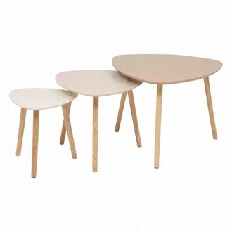Atmosphera Atmosphera Mileo tavolini beige MDF legno di gomma