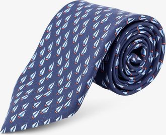Ferragamo Cravatta Catamarano in seta con stampa Nautica - FERRAGAMO - gender_Man