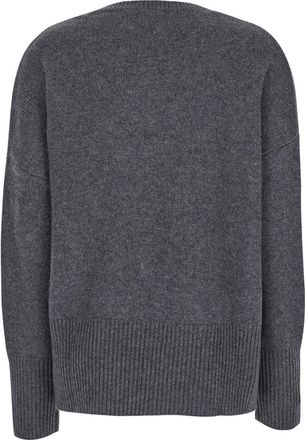 Lisa Yang Womens Sweater U-Neck Cashmere Grey Knitted Tops Top