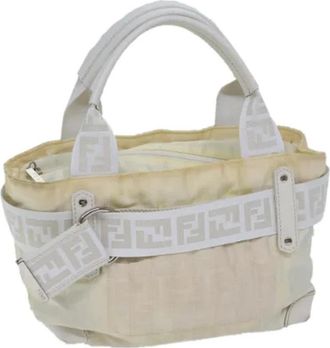 Fendi Pre-owned Handbags, female, White, Size: ONE SIZE Pre-owned Zucca Canvas Hand Bag