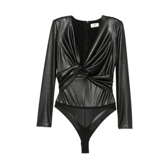 Elisabetta Franchi Dames, Tops, Zwart, Maat: S Leer