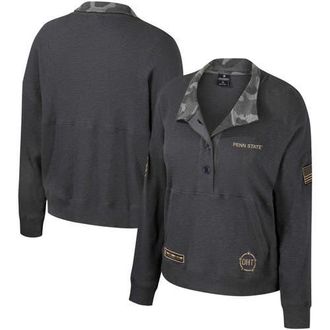 Colosseum Womens Colosseum Heather Charcoal Penn State Nittany Lions OHT Military Appreciation Payback Henley Thermal Sweatshirt at Nordstrom, Size X-Large