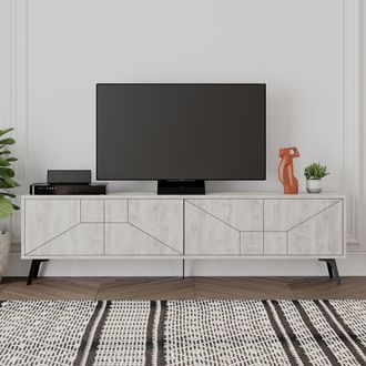 Decortie Dune Modern TV Unit Multimedia Centre 180cm in Off-White | Size: 2 Pack