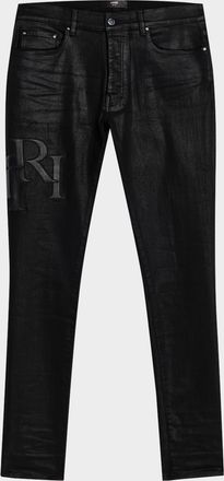 Amiri Men & apos;s Staggered Logo Waxed Skinny Jeans