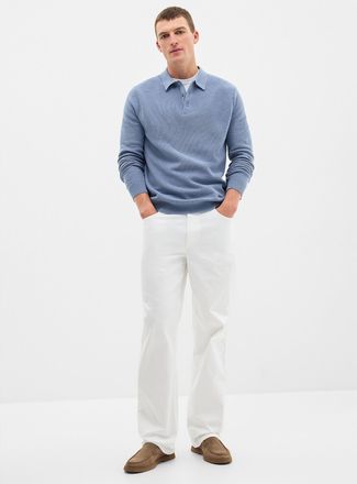 Le 31 Mens Optical honeycomb knit Polo Shirt