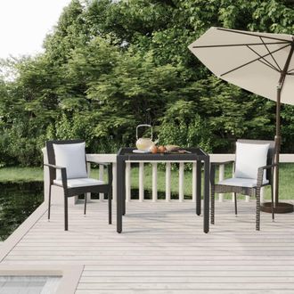 vidaXL Set Comedor De Jard&iacute;n 3 Pzas Con Cojines Rat&aacute;n Sint&eacute;tico Negro Vidaxl