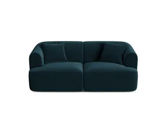 Cosmopolitan Design Sof&aacute; modular 2 plazas de terciopelo petr&oacute;leo oscuro