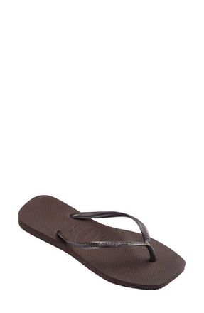 Havaianas Slim Square Flip Flop in Dark Brown at Nordstrom, Size 11
