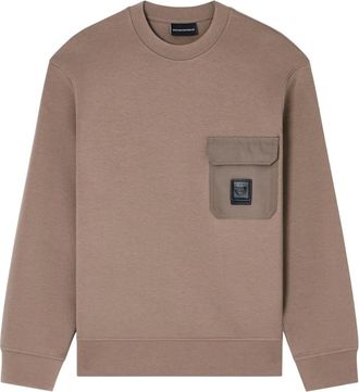 Emporio Armani Hoodies & sweatvesten, Heren, Bruin, XL, Katoen, Sportief sweatshirt met opgenaaid borstzakje