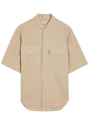 Tod's Logo-embroidered Linen Shirt - Beige - 44 (UK12 / M)