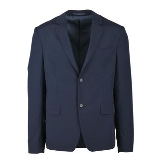 Prada Jassen, Heren, Blauw, L, Nylon, Nylon jas met knoopsluiting