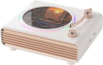 OEM Altavoz Port&aacute;til Retro Blanco, Barra De Sonido Para Montaje En Pared Con Graves Potentes, Luz Ambiental Colorida Y Reproductor De M&uacute;sica Mp3