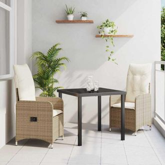 vidaXL Vidaxl - Conjunto De Comedor De Jard&iacute;n Con Coj&iacute;n 3 Pcs Beige Polirat&aacute;n